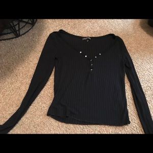 Women’s Black Long Sleeve Crop Top Size Small